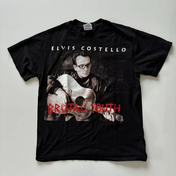 Vintage 1994 Elvis Costello Brutal Youth Tour T-Shirt Mens Large 90s Rock Music - Picture 2 of 9